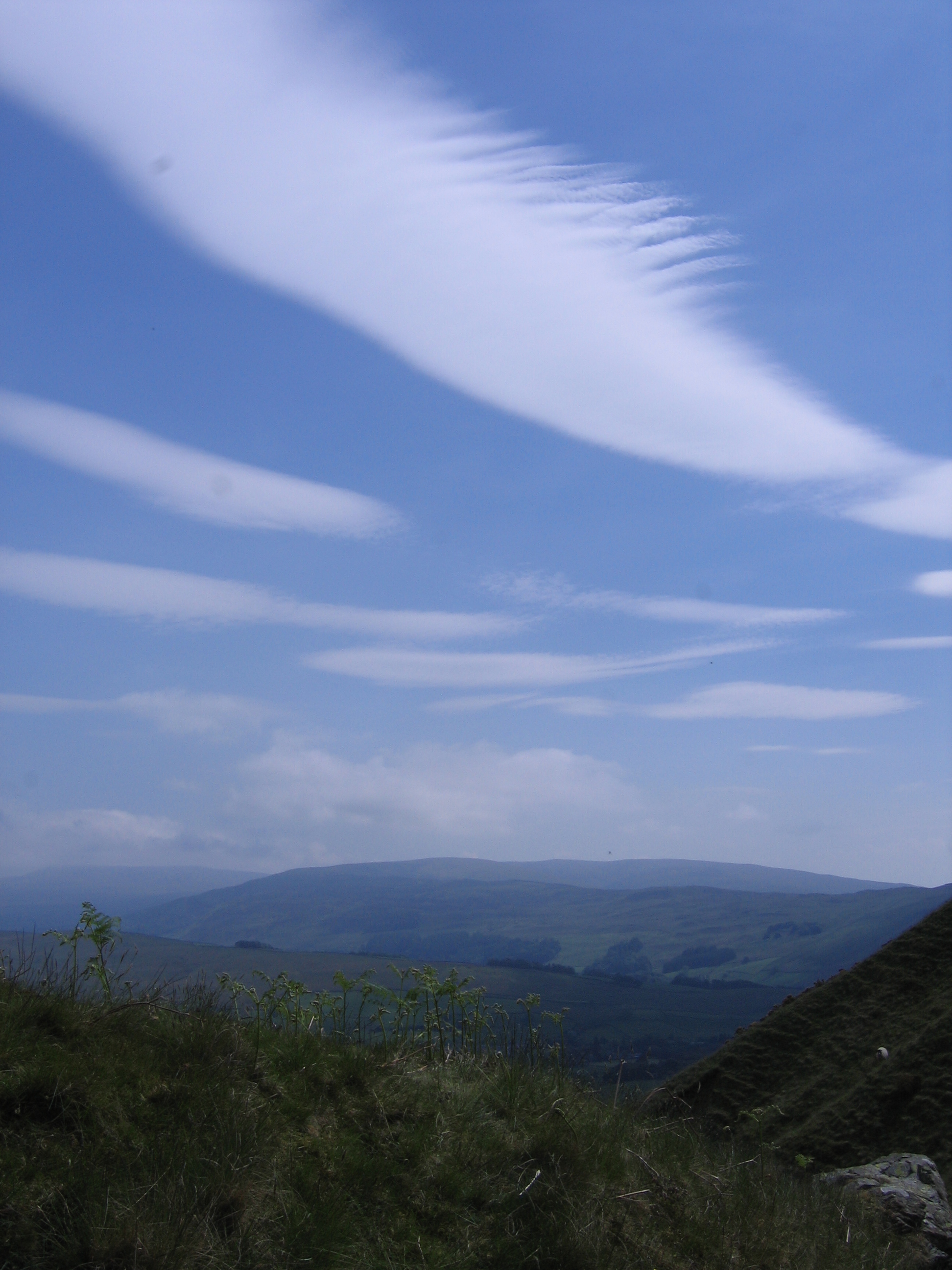 feather cloud and hill view