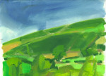 painting of hill in summer