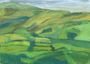 oil painting of hills and fields