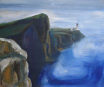 oil painting of Neist Point lighthouse