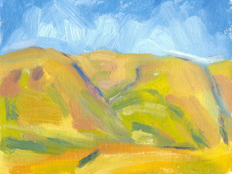 oil sketch shadowless hills